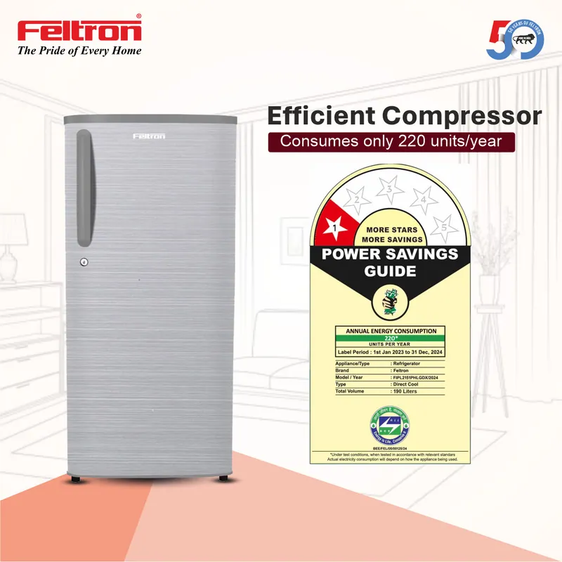 Feltron 190 Ltr 1 Star Direct Cool Refrigerator (Silver Hairline Texture) FIPL2151PHLGDX — image 4