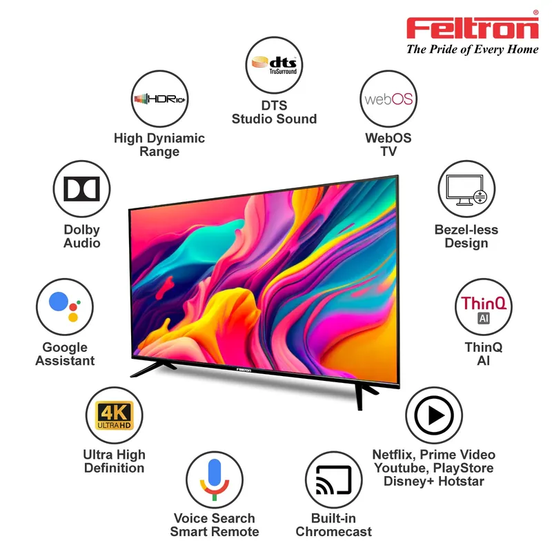 Feltron 109 cm (43 inch) Ultra HD LED Smart Web OS TV Bezel-less design (FT43094KSWFL) — image 2