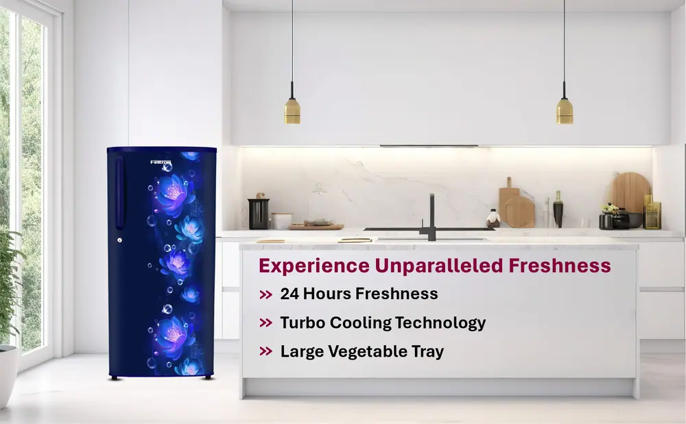 Feltron 215 Ltr 2 Star Direct cool Refrigerator (Blue Flower Texture) FIPL2402PCFBDX — details 2