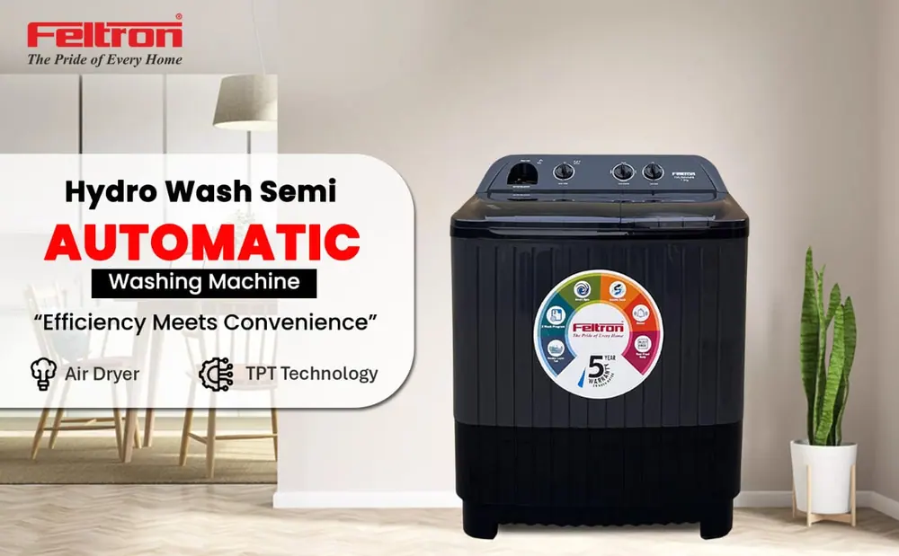 Feltron 8 kg Semi Automatic Top Load Washing Machine Grey, Black Plastic Lid (FIPL80SWMPB) — details 1