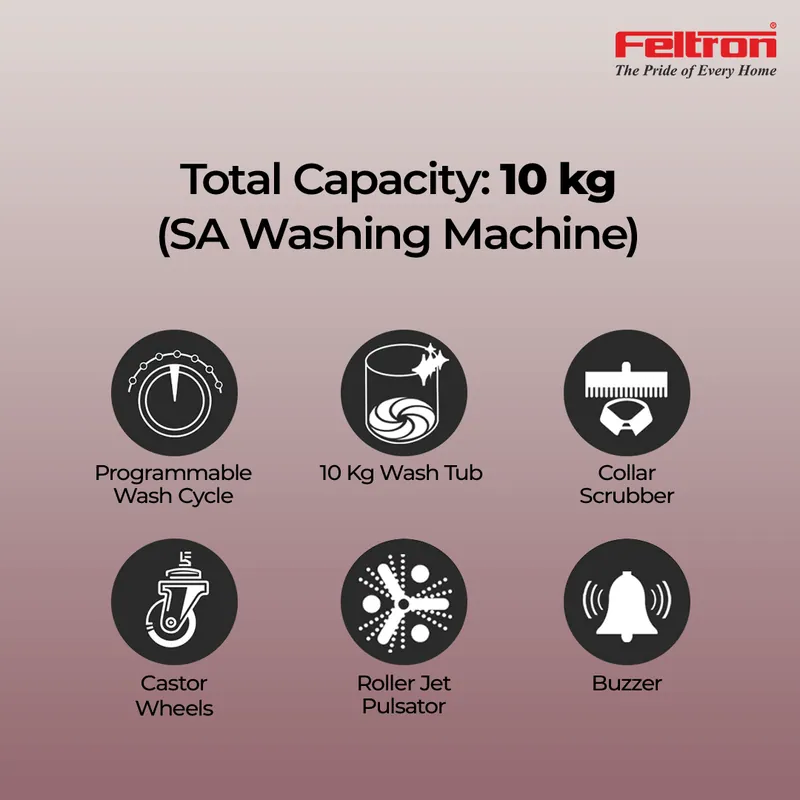 Feltron 10 kg Semi Automatic Top Load Washing Machine White,Maroon Transparent Glass Soft Close Lid (FIPL10TGSWM) — image 5