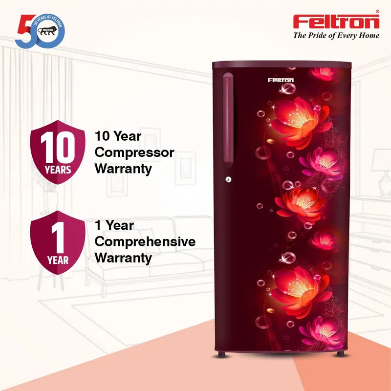 Feltron 215 Ltr 2 Star Direct cool Refrigerator (Wine Flower Texture) FIPL2402PCFWDX — image 3