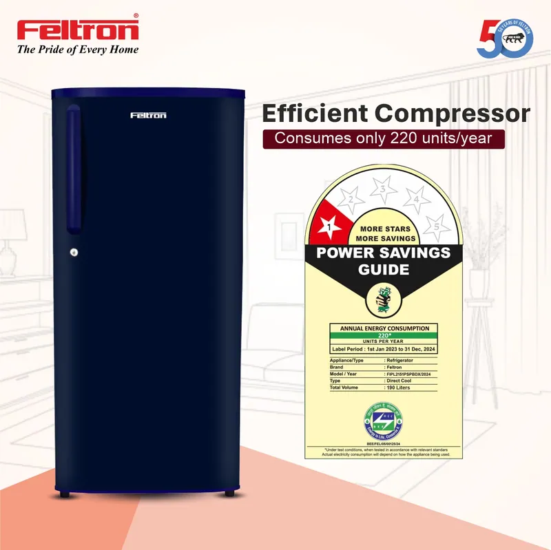 Feltron 190 Ltr 1 Star Direct Cool Refrigerator (Plain Blue Texture) FIPL2151PSPBDX — image 4