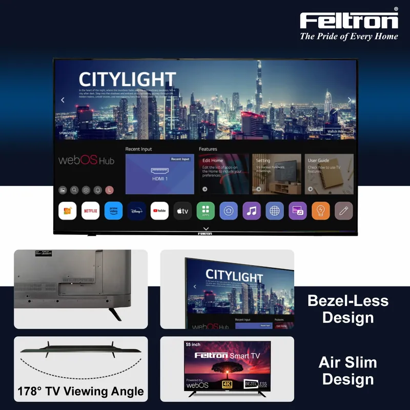 Feltron 109 cm (43 inch) Ultra HD LED Smart Web OS TV Bezel-less design (FT43094KSWFL) — image 7