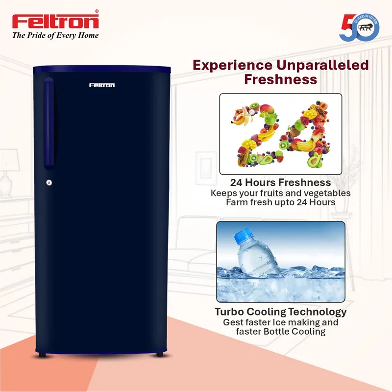 Feltron 190 Ltr 1 Star Direct Cool Refrigerator (Plain Blue Texture) FIPL2151PSPBDX — image 2