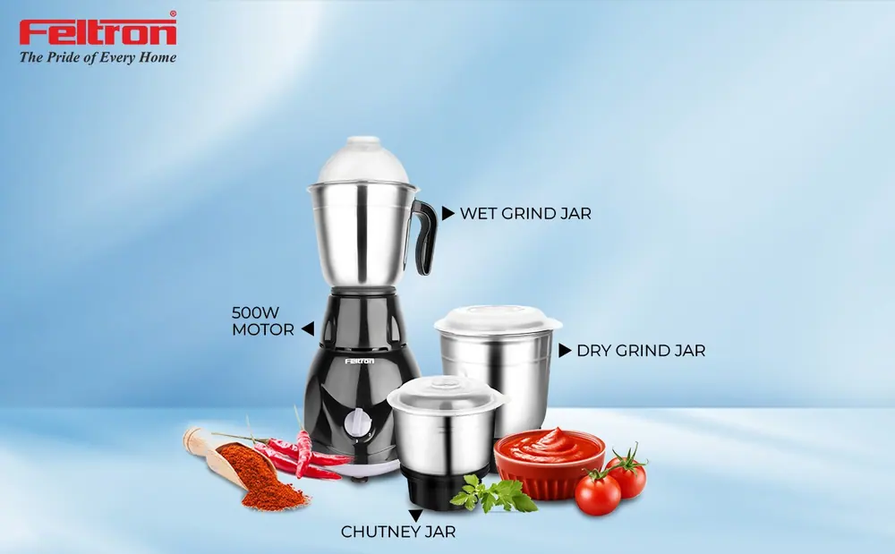 Feltron Turbo Blend Pro Mixer Grinder 500W (3 Jar) — details 2