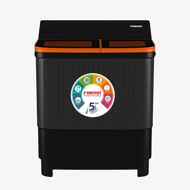 Feltron 8 kg Semi Automatic Top Load Washing Machine Black Full Glass Lid (FIPL80FTGSWM) — image 1