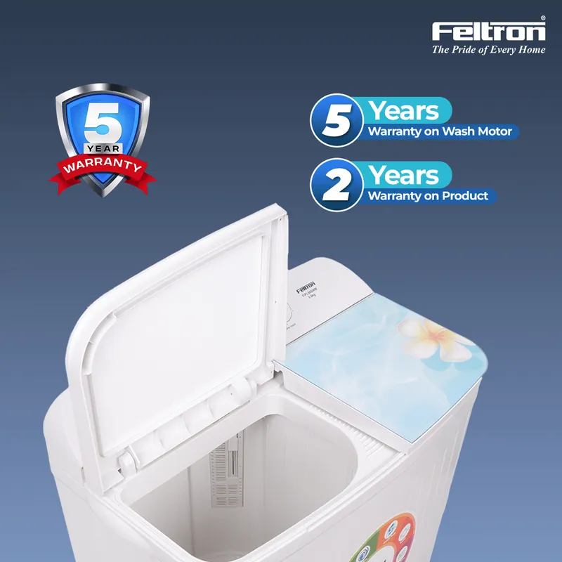 Feltron 9 kg Semi Automatic Top Load Washing Machine White, Blue Glass Soft Close Lid (FIPL90SWM) — image 6