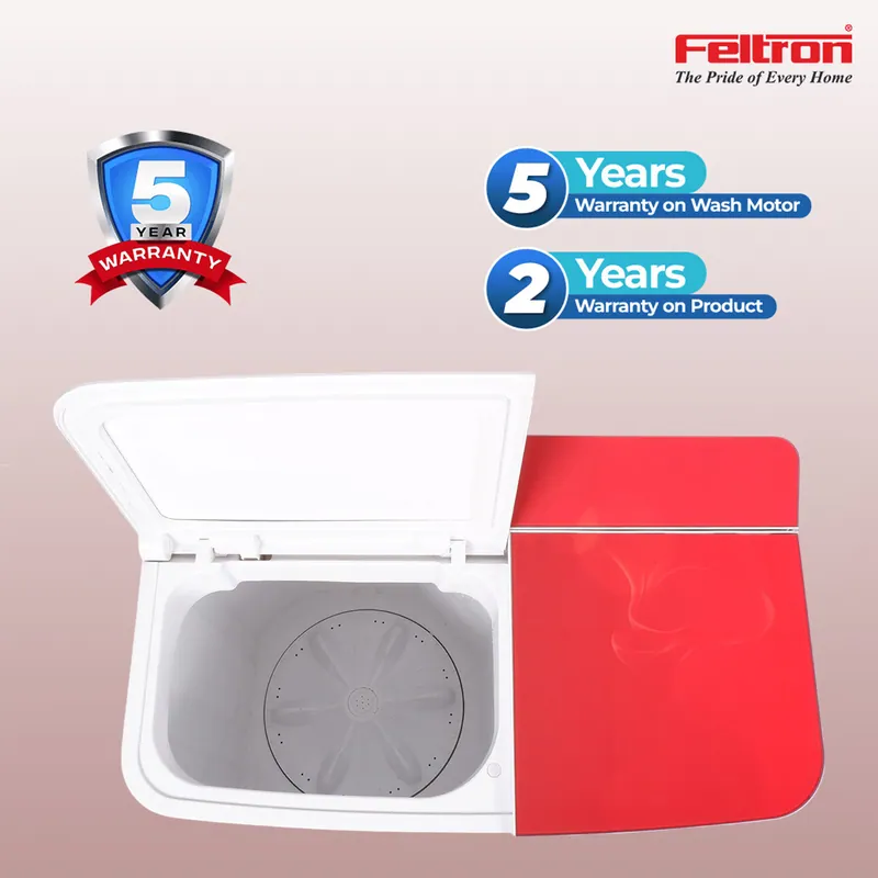 Feltron 7.5 Kg Semi Automatic Top Load Washing Machine White,Red Plastic Lid (FIPL75FGSWM) — image 4