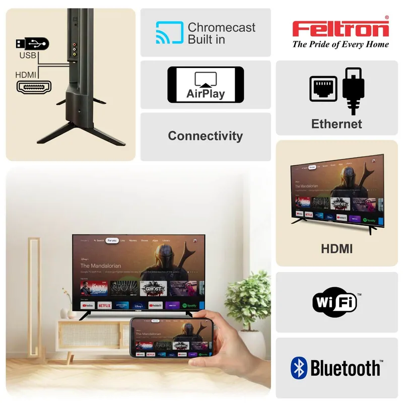 Feltron 140 cm (55 inch) Ultra HD LED Smart Google TV Bezel-less design (FT55094KSGFL) — image 5