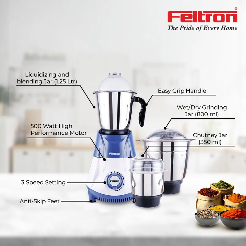 Feltron Maharaja Mixer Grinder 750W (3 jar) — image 2