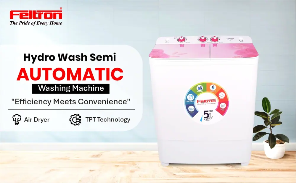 Feltron 7.2 kg Semi Automatic Top Load Washing Machine White, Pink Glass Lid (FIPL72SWM) — details 1