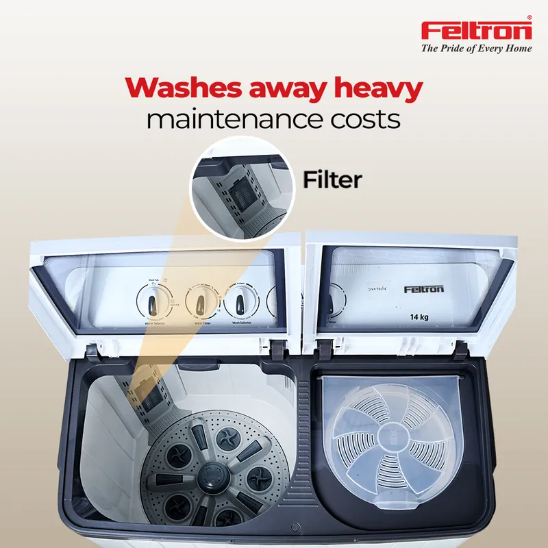 Feltron 14 kg Semi Automatic Top Load Washing Machine White,Grey Transparent Glass Soft Close Lid (FIPL14TGSWM) — image 4