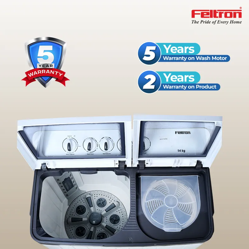 Feltron 14 kg Semi Automatic Top Load Washing Machine White,Grey Transparent Glass Soft Close Lid (FIPL14TGSWM) — image 5