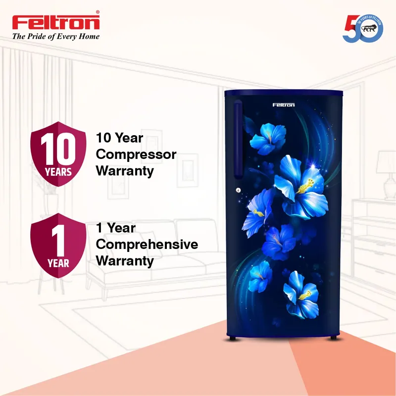 Feltron 230 Ltr 2 Star Direct cool Refrigerator (Blue Flower Texture) FIPL2552PBFBDX — image 3